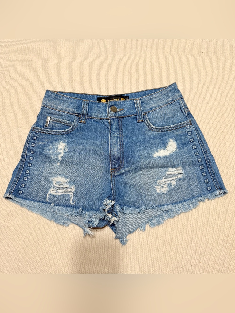 COLCCI Hard Women’s Distressed Denim Blue‎ Shorts SIZE 38 EU made in Italy